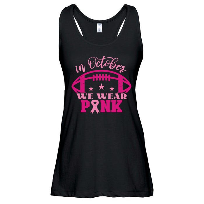 In October We Wear Pink Football Ribbon Ladies Essential Flowy Tank