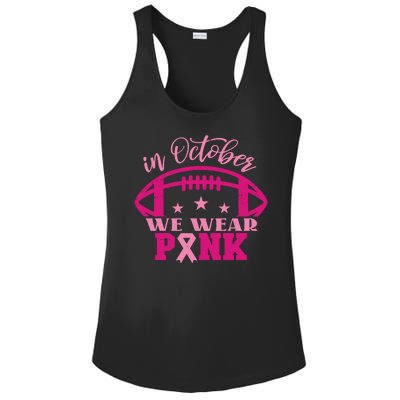 In October We Wear Pink Football Ribbon Ladies PosiCharge Competitor Racerback Tank