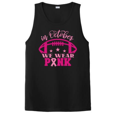 In October We Wear Pink Football Ribbon PosiCharge Competitor Tank