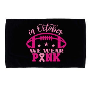 In October We Wear Pink Football Ribbon Microfiber Hand Towel