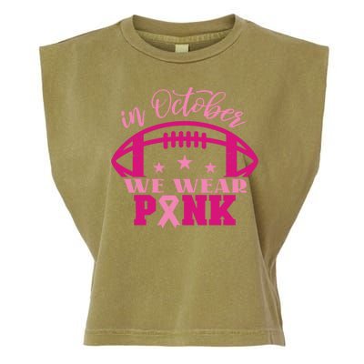 In October We Wear Pink Football Ribbon Garment-Dyed Women's Muscle Tee