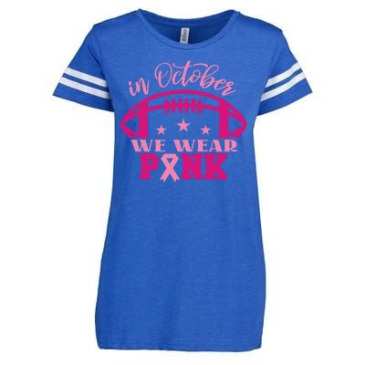 In October We Wear Pink Football Ribbon Enza Ladies Jersey Football T-Shirt