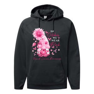 In October We Wear Pink Gnomes Gnome Breast Cancer Awareness Performance Fleece Hoodie