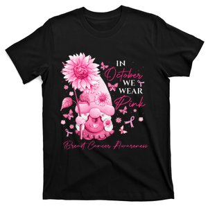 In October We Wear Pink Gnomes Gnome Breast Cancer Awareness T-Shirt