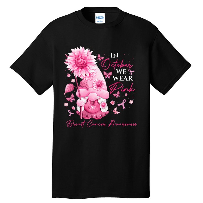 In October We Wear Pink Gnomes Gnome Breast Cancer Awareness Tall T-Shirt