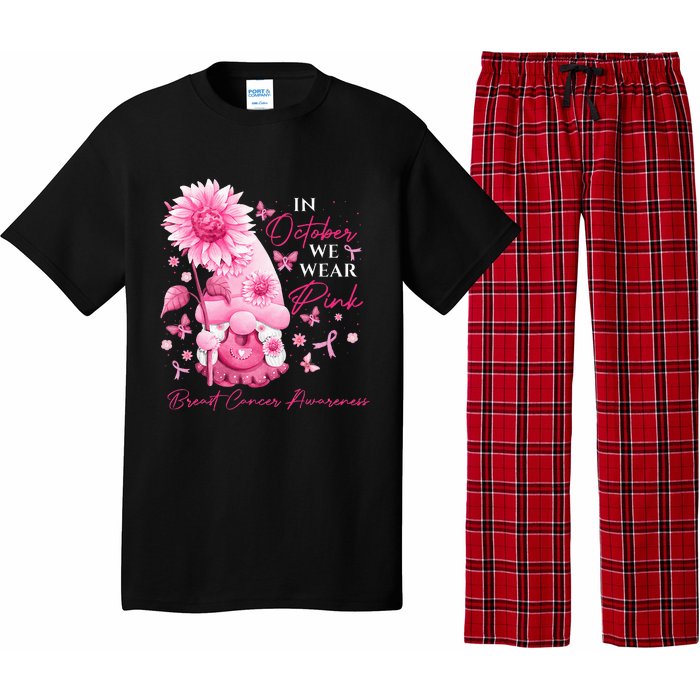 In October We Wear Pink Gnomes Gnome Breast Cancer Awareness Pajama Set