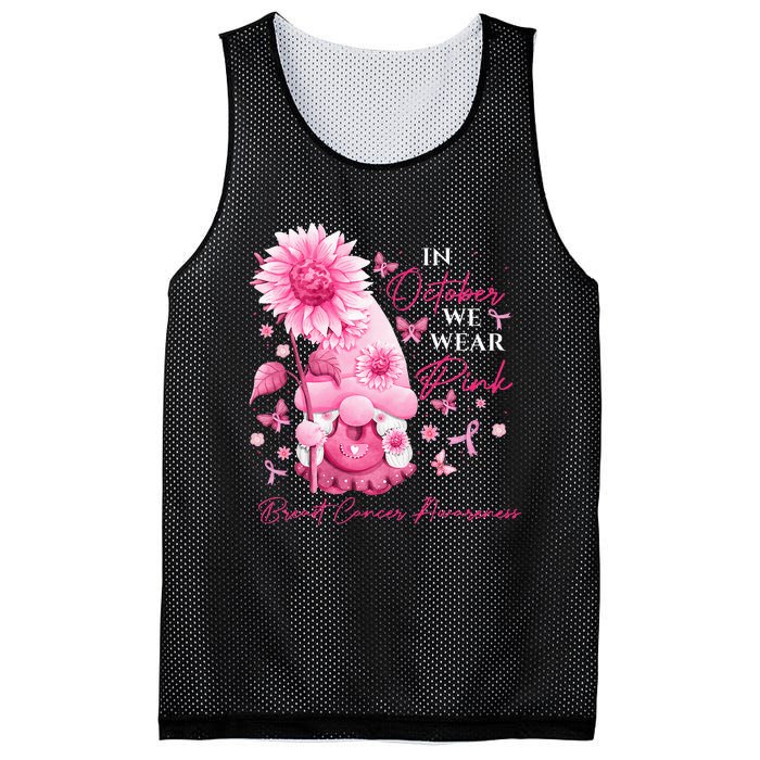 In October We Wear Pink Gnomes Gnome Breast Cancer Awareness Mesh Reversible Basketball Jersey Tank