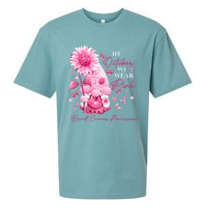 In October We Wear Pink Gnomes Gnome Breast Cancer Awareness Sueded Cloud Jersey T-Shirt