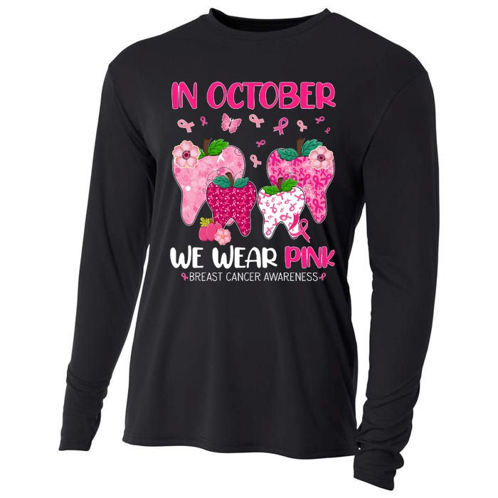 In October We Wear Breast Cancer Awareness Dental Cooling Performance Long Sleeve Crew