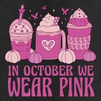 In October We Wear Pink Autumn Pumpkin Coffee 7 Panel Mesh Trucker Snapback Hat