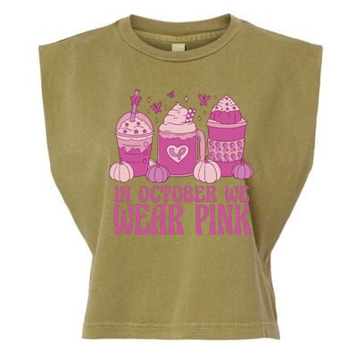 In October We Wear Pink Autumn Pumpkin Coffee Garment-Dyed Women's Muscle Tee