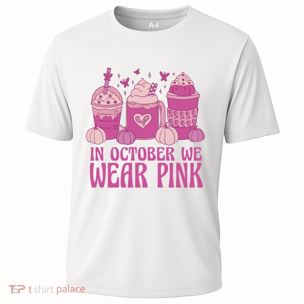 In October We Wear Pink Autumn Pumpkin Coffee Performance Shirt