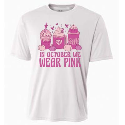 In October We Wear Pink Autumn Pumpkin Coffee Cooling Performance Crew T-Shirt