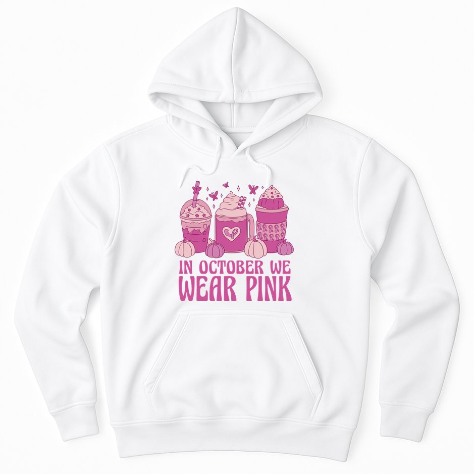 In October We Wear Pink Autumn Pumpkin Coffee Hoodie