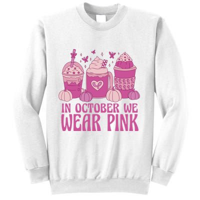 In October We Wear Pink Autumn Pumpkin Coffee Sweatshirt