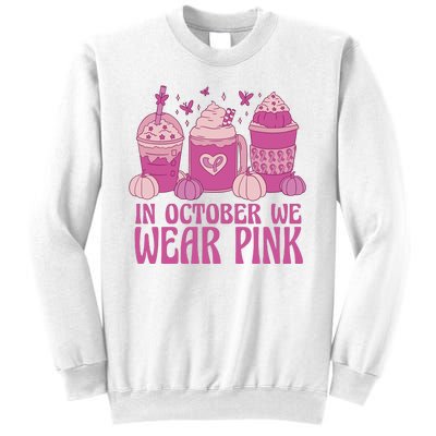 In October We Wear Pink Autumn Pumpkin Coffee Sweatshirt