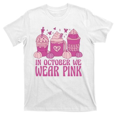 In October We Wear Pink Autumn Pumpkin Coffee T-Shirt