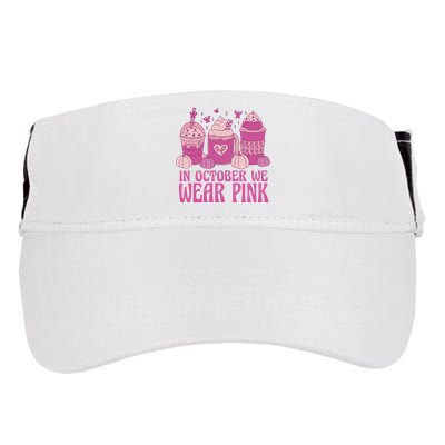 In October We Wear Pink Autumn Pumpkin Coffee Adult Drive Performance Visor