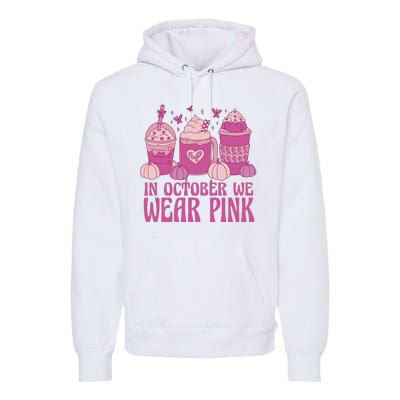 In October We Wear Pink Autumn Pumpkin Coffee Premium Hoodie