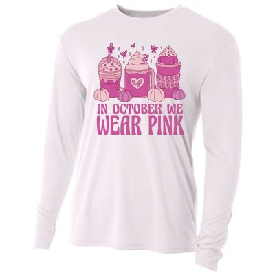 In October We Wear Pink Autumn Pumpkin Coffee Cooling Performance Long Sleeve Crew