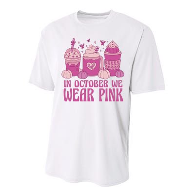 In October We Wear Pink Autumn Pumpkin Coffee Performance Sprint T-Shirt