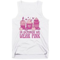 In October We Wear Pink Autumn Pumpkin Coffee Tank Top