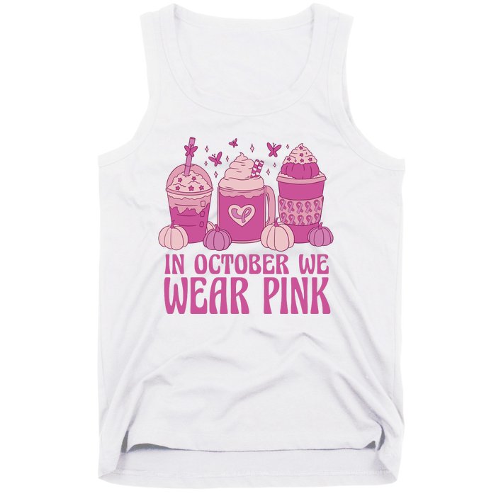 In October We Wear Pink Autumn Pumpkin Coffee Tank Top