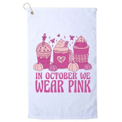 In October We Wear Pink Autumn Pumpkin Coffee Golf Towel