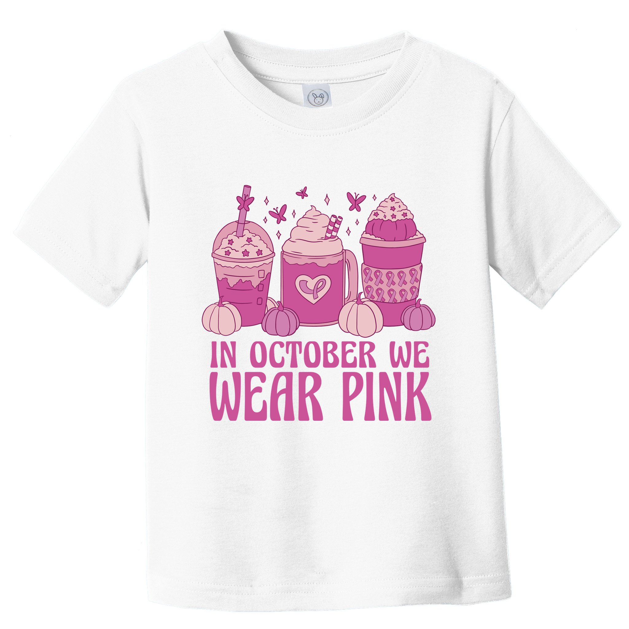 In October We Wear Pink Autumn Pumpkin Coffee Toddler T-Shirt