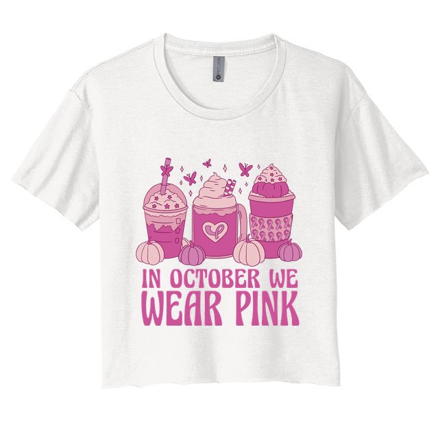 In October We Wear Pink Autumn Pumpkin Coffee Crop Top