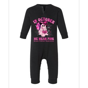 In October We Wear Ghost Witch Breast Cancer Awareness Infant Fleece One Piece