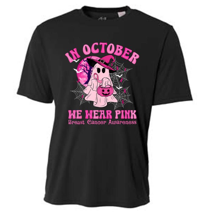 In October We Wear Ghost Witch Breast Cancer Awareness Cooling Performance Crew T-Shirt