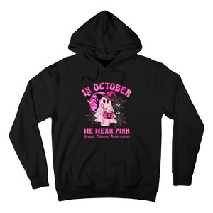 In October We Wear Ghost Witch Breast Cancer Awareness Hoodie