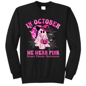 In October We Wear Ghost Witch Breast Cancer Awareness Sweatshirt