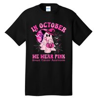 In October We Wear Ghost Witch Breast Cancer Awareness Tall T-Shirt