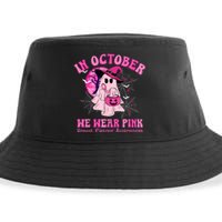 In October We Wear Ghost Witch Breast Cancer Awareness Sustainable Bucket Hat