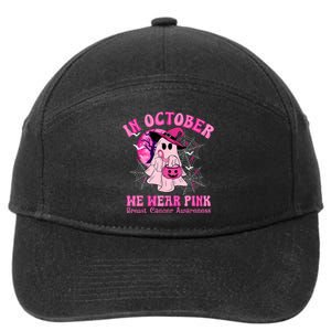 In October We Wear Ghost Witch Breast Cancer Awareness 7-Panel Snapback Hat