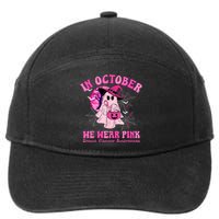 In October We Wear Ghost Witch Breast Cancer Awareness 7-Panel Snapback Hat