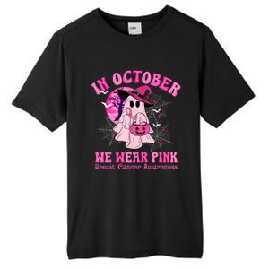 In October We Wear Ghost Witch Breast Cancer Awareness Tall Fusion ChromaSoft Performance T-Shirt