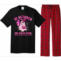 In October We Wear Ghost Witch Breast Cancer Awareness Pajama Set