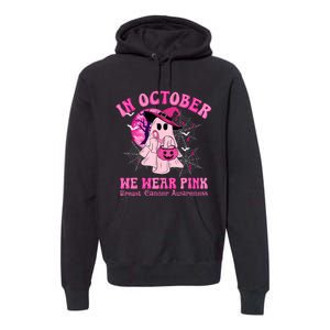 In October We Wear Ghost Witch Breast Cancer Awareness Premium Hoodie