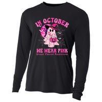 In October We Wear Ghost Witch Breast Cancer Awareness Cooling Performance Long Sleeve Crew