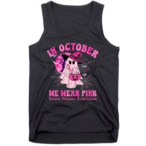 In October We Wear Ghost Witch Breast Cancer Awareness Tank Top