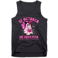 In October We Wear Ghost Witch Breast Cancer Awareness Tank Top