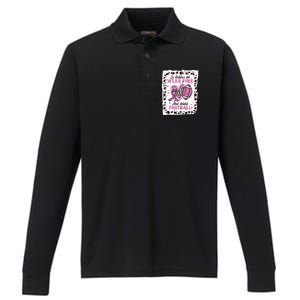 In October We Wear Pink And Watch Football Breast Cancer Performance Long Sleeve Polo