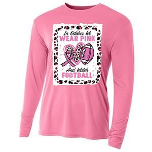 In October We Wear Pink And Watch Football Breast Cancer Cooling Performance Long Sleeve Crew