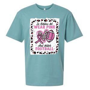 In October We Wear Pink And Watch Football Breast Cancer Sueded Cloud Jersey T-Shirt