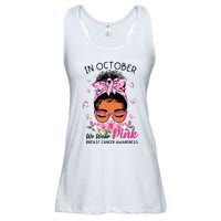 In October We Wear Pink Black Women Messy Bun Breast Cancer Ladies Essential Flowy Tank