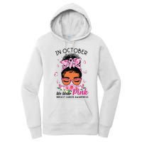 In October We Wear Pink Black Women Messy Bun Breast Cancer Women's Pullover Hoodie