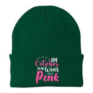 In October We Wear Pink Breast Cancer Knit Cap Winter Beanie